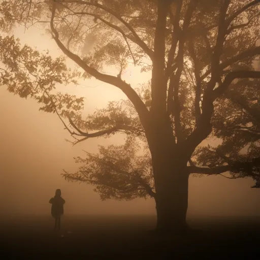 Image similar to single silhouette in fog