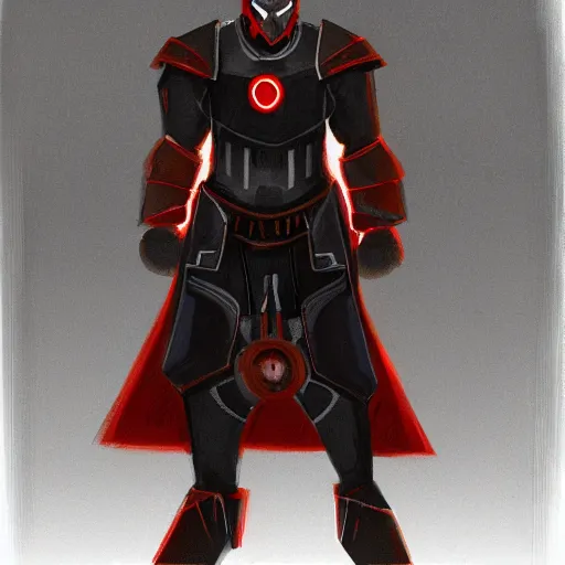 Image similar to concept art of dark ironman