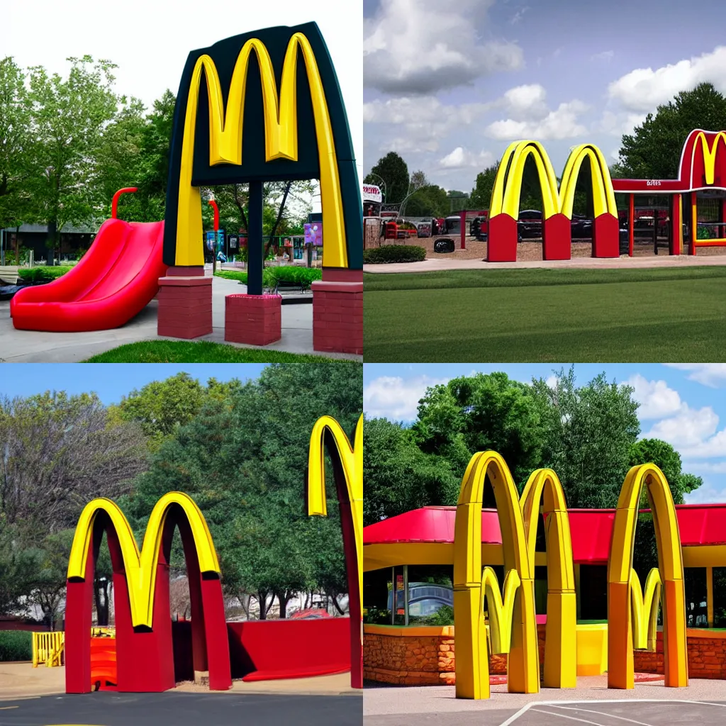 Prompt: a enormous mcdonalds playplace. outdoor photograph.