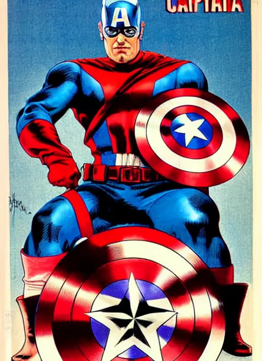 Prompt: hitman dressed as captain america. portrait by clyde caldwell and jean giraud and anton otto fischer and john philip falter and will eisner and gil elvgren