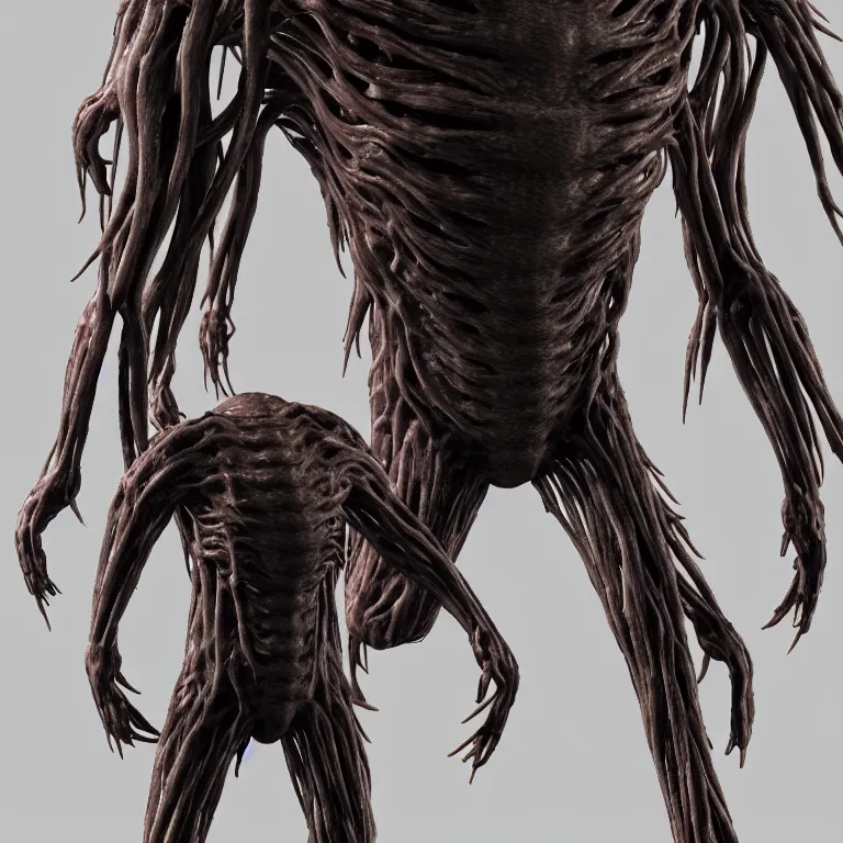Image similar to creature made out of a humanoid nervous system with large meaty spikes all over the body, cinematic, volumetric lighting, f 8 aperture, cinematic eastman 5 3 8 4 film, photorealistic