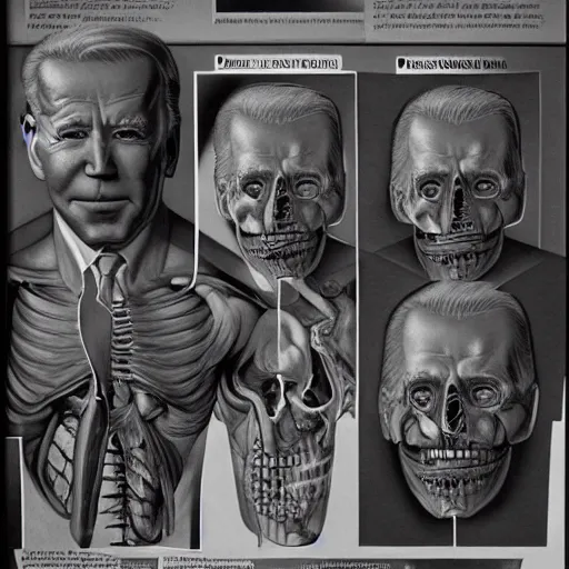 Prompt: anatomical diagram of a dissection of Joe Biden, by Barlowe