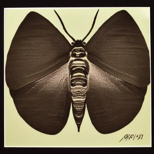 Image similar to yearbook photo of a giant moth, grainy picture, detailed, realistic