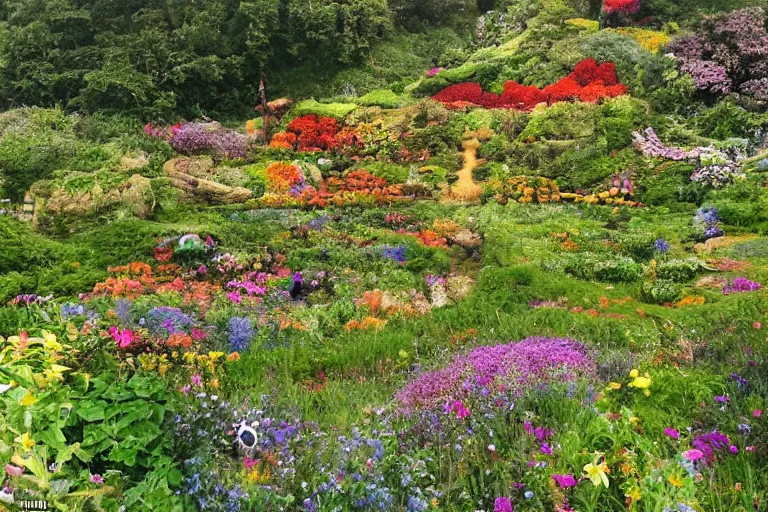 beautiful fantasy flower garden, saturated, detailed