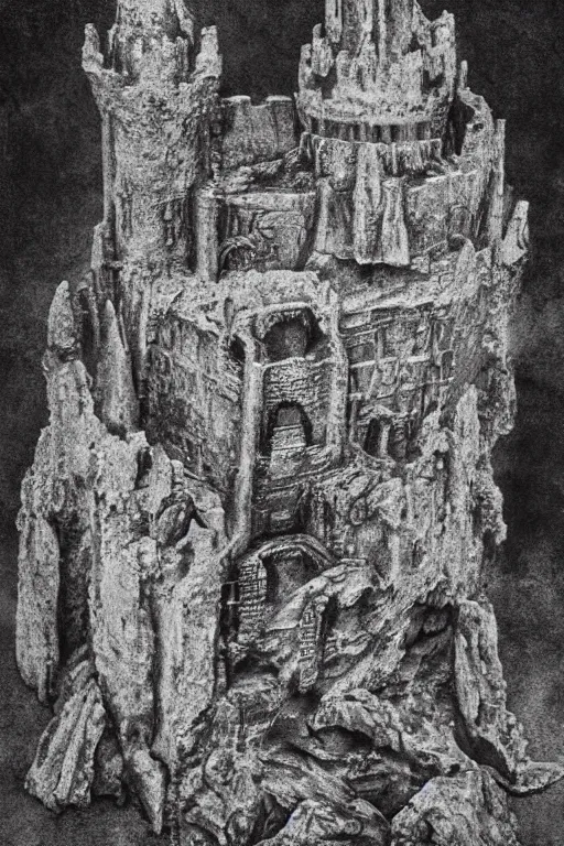 Image similar to castle grayskull from masters of the universe, portrait, silver iodide, 1 8 8 0 photograph, sepia tone, aged paper, sergio leone, master prime lenses, cinematic