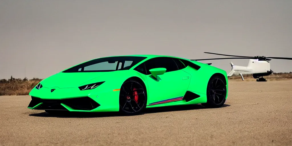 Image similar to a helicopter in a shape of lamborghini huracan car design, vehicle design, high detail, still shot