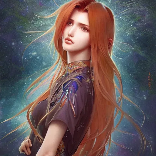 Image similar to ultra realistic illustration, bella thorne as anime, intricate, elegant, highly detailed, digital painting, artstation, concept art, smooth, sharp focus, illustration, art by artgerm and greg rutkowski and alphonse mucha