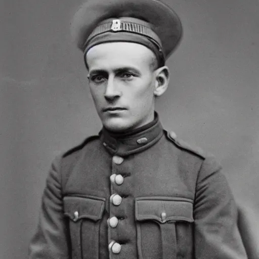 Prompt: historical photograph portrait of french wwi soldier