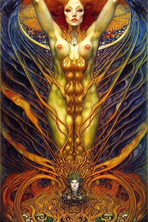 Image similar to Divine Chaos Engine by Karol Bak, Jean Delville, William Blake, Gustav Klimt, and Vincent Van Gogh, symbolist, visionary