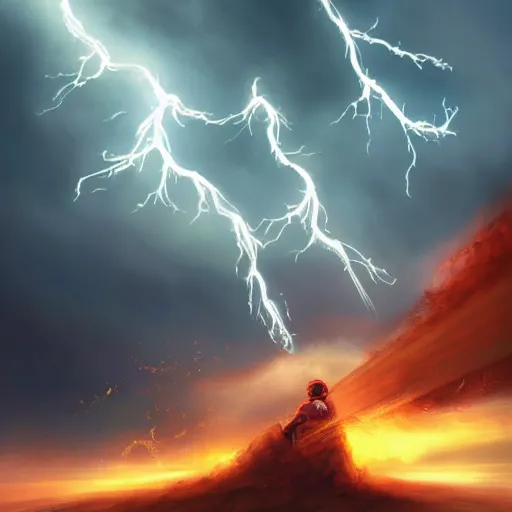 Prompt: lightning creating the spark of life, artstation