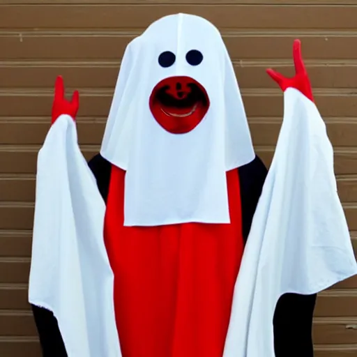 Image similar to bedsheet ghost, spooky, cheesy costume