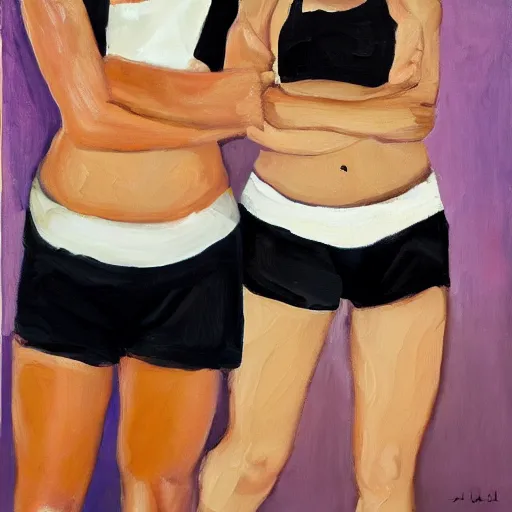 Prompt: a pair of black shorts on a white background, oil on canvas