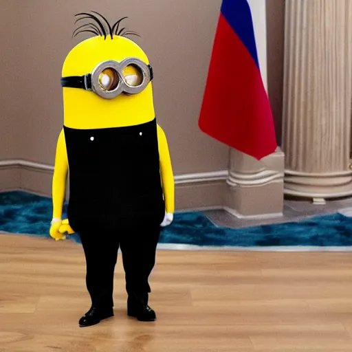Image similar to a minion as vladimir putin, highly detailed