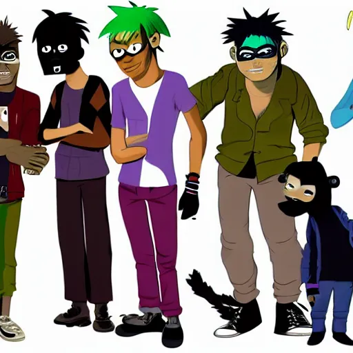 Prompt: the gorillaz band as humans