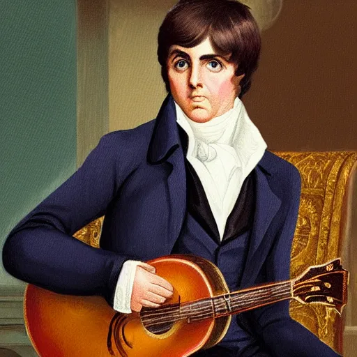 Image similar to regency era painting of a young paul mccartney in the style of henry pierce bone