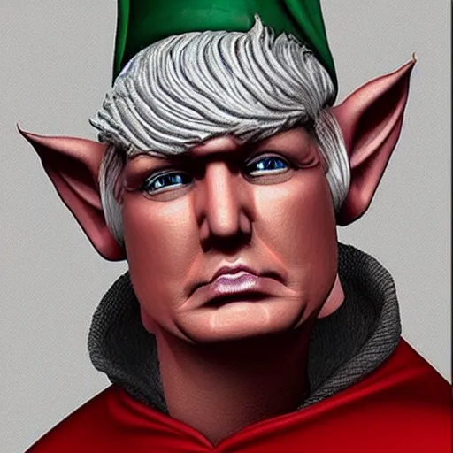 Image similar to a fantasy elf that looks like donald trump, fan art