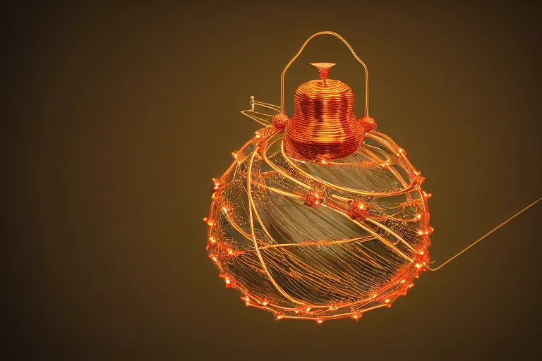 Image similar to a detailed concept art of a jingle bell made from wire and lights, trending on artstation, digital art, 4 k, intricate, octane render, sharp focus