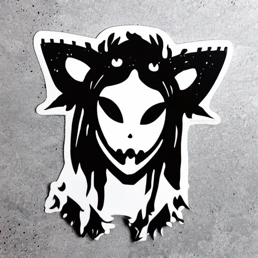 Image similar to die cut sticker, princess mononoke mask, splatter paint