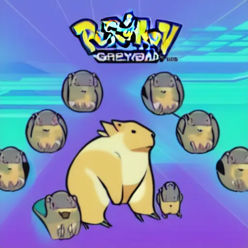 Image similar to cute electric type capybara based pokemon, game boy advance style