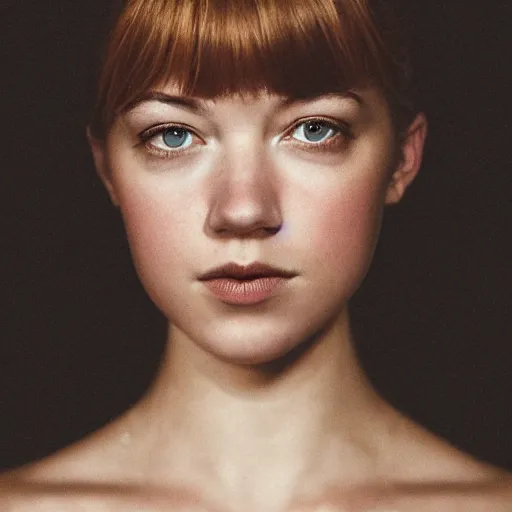 Prompt: a masterpiece portrait photo of a beautiful young woman who looks like an icelandic mary elizabeth winstead, symmetrical face