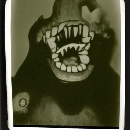 Image similar to a polaroid of the scariest monster ever depicted, 1 9 7 4