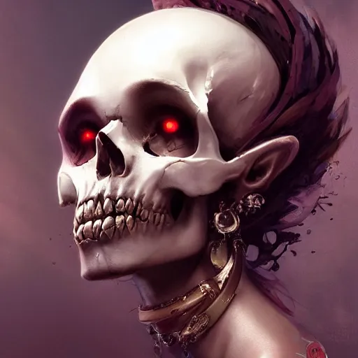Image similar to a beautiful portrait of a skull goddess by Greg Rutkowski and Raymond Swanland, Trending on Artstation, ultra realistic digital art