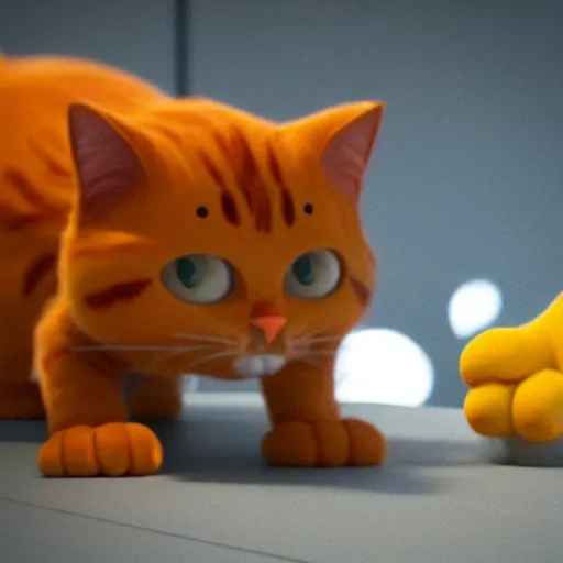 Image similar to hyperrealistic dslr film still of andrew garfield disguised as jim davis garfield cartoon cat, stunning 8 k octane comprehensive 3 d render, inspired by istvan sandorfi & greg rutkowski & unreal engine, perfect symmetry, dim volumetric cinematic lighting, extremely hyper - detailed, incredibly real lifelike attributes & flesh texture, intricate, masterpiece, artstation, stunning