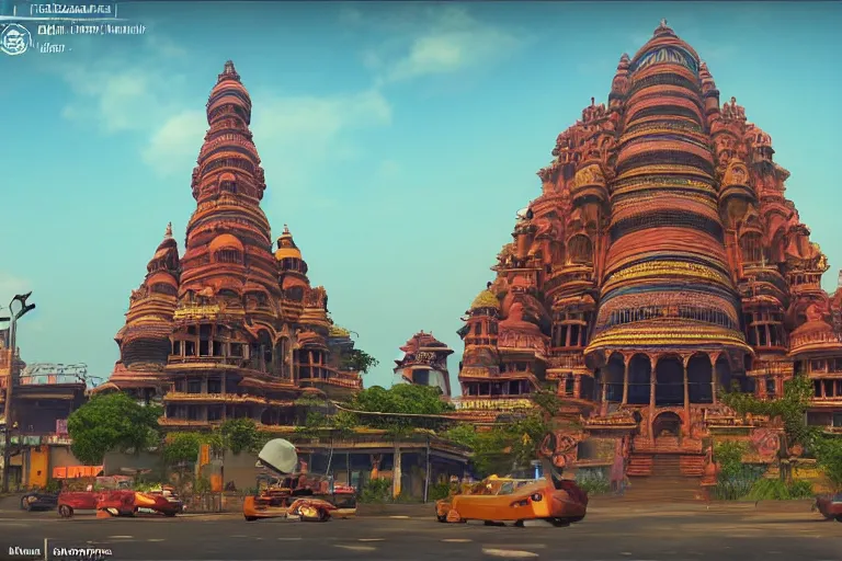 Prompt: high quality 3 d dreamscape! mumbai with biomorphic hanuman head building, kalighat highly detailed, unreal engine cinematic smooth, stephen shore & john j. park, soft morning light, wide shot, high angle, uhd 8 k, deep focus