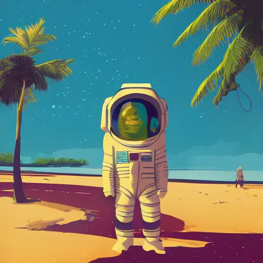 Prompt: astronaut on a tropical beach by james gilleard