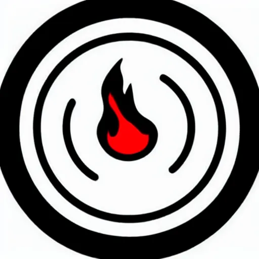 Prompt: simple yet detailed, circle pictogram fire warning flame enamel pin retro design