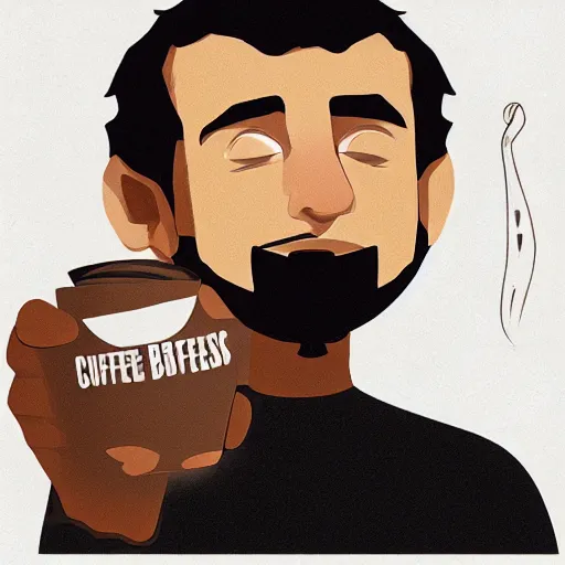 Image similar to guy named luis barlock. coffee addict and ruthless coffee bean maniac. chubby face. centered median photoshop filter cutout vector behance artgem hd jesper ejsing!