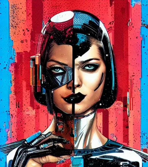 Image similar to portrait of a female android, by MARVEL comics and Sandra Chevrier