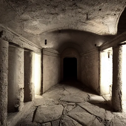 Image similar to A photo inside of an ancient crypt, moody cinematic lighting, abandoned, 4k