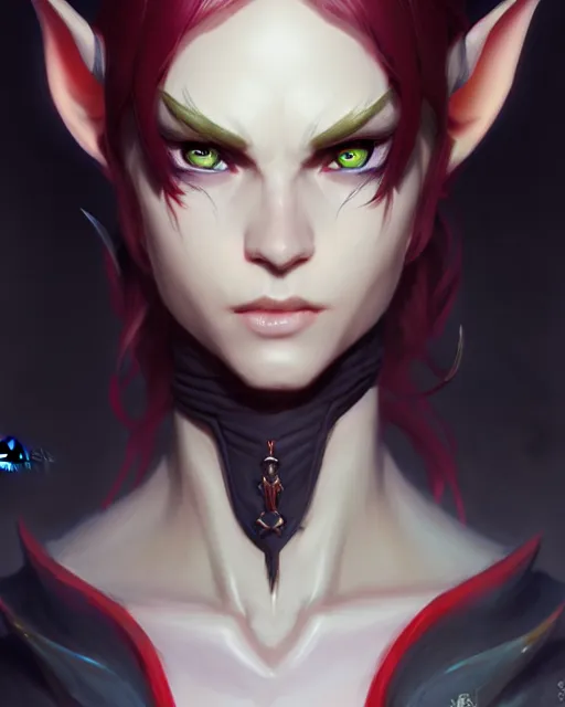 Image similar to character concept art of a evil elf, key visual, realistic shaded perfect face, fine details by stanley artgerm lau, wlop, rossdraws, james jean, andrei riabovitchev, marc simonetti, and sakimichan, trending on artstation