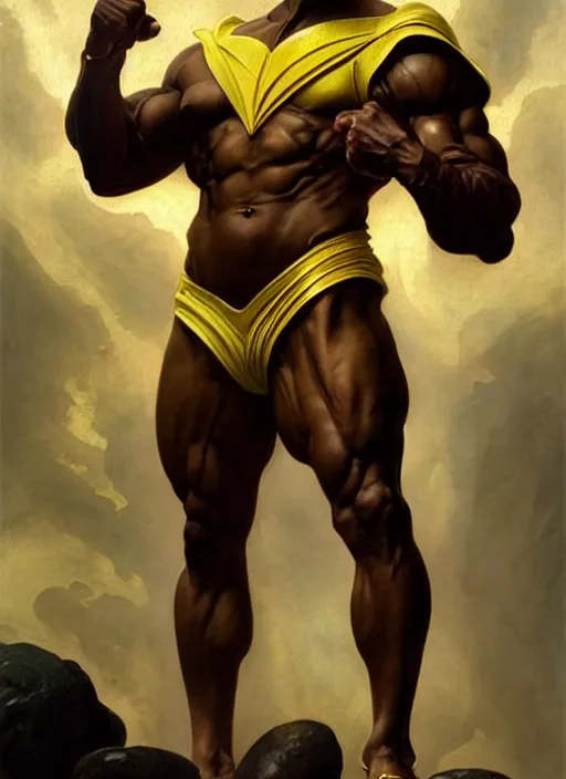 Image similar to renaissance painting of aggressive dc hourman, d & d, golden age, muscular! athetic slim bodybuilder, yellow and black, fantasy, intricate, elegant, highly detailed, digital painting, artstation, concept art, smooth, sharp focus, illustration, art by artgerm and greg rutkowski and alphonse mucha and alex ross