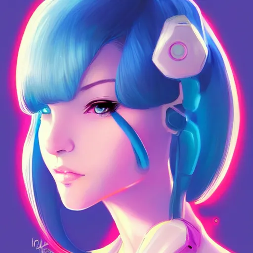 Prompt: portrait, cyber princess, matte print, pastel neon, digital art, cute, digital painting, very very very very elegant, pixiv, by Ilya Kuvshinov and artgerm and Ross Tran, daily deviation, masterpiece portrait, trending on artstation, IAMAG