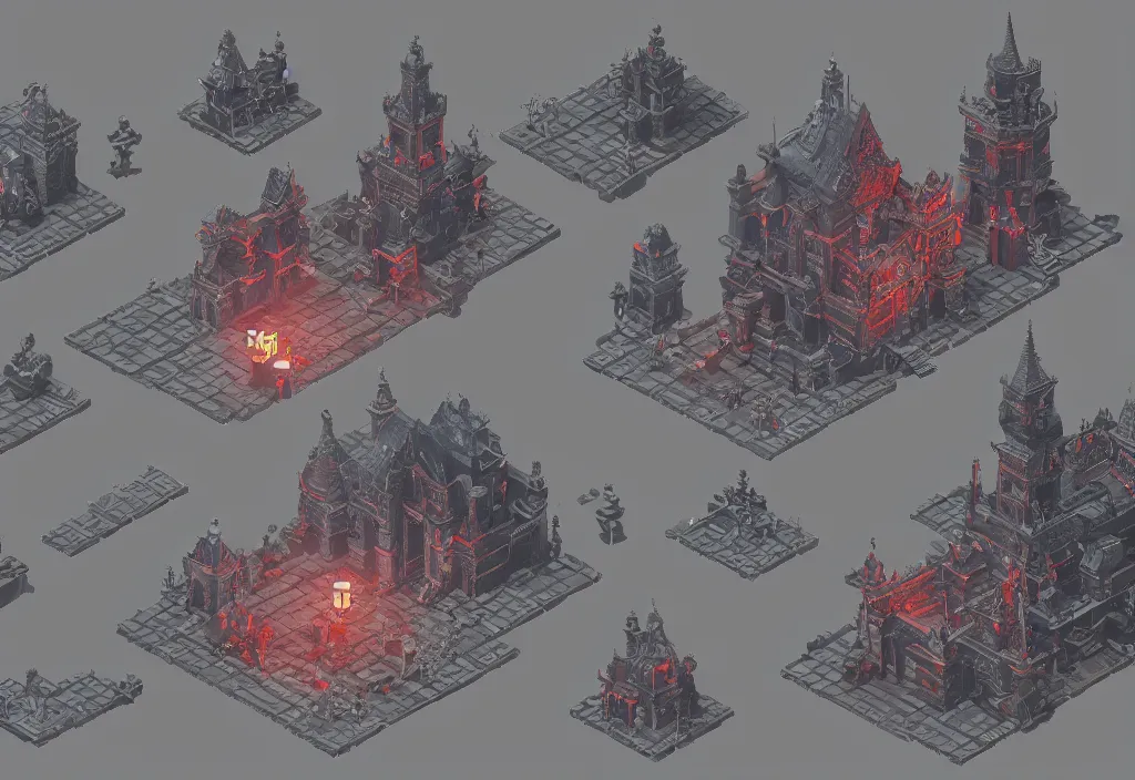 Image similar to isometric magicavoxel Bloodborne japanese cinematic lighting, 4k