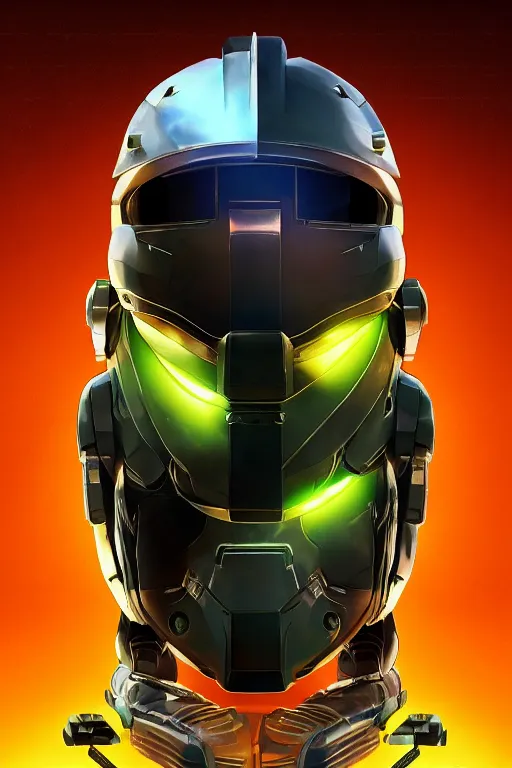 Image similar to robot ninja mask helmet halo master chief radiating a glowing aura global illumination ray tracing hdr fanart arstation by ian pesty and katarzyna da „ bek - chmiel