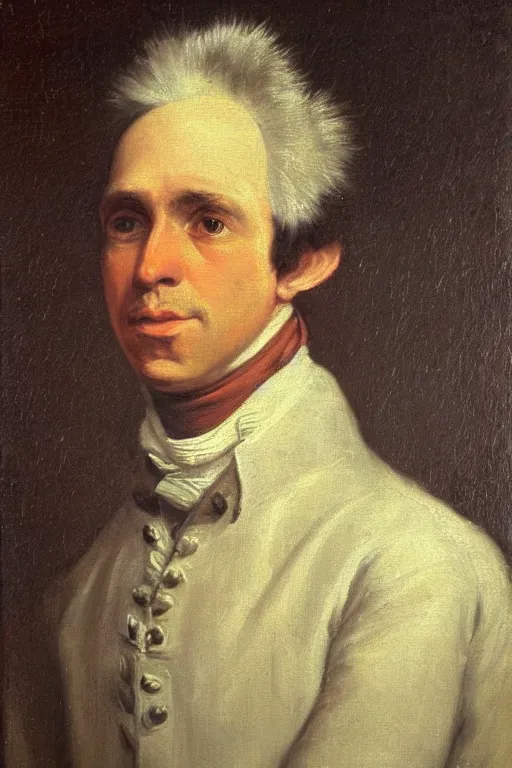 Image similar to a head and shoulders portrait painting of an anthropomorphic!!!!!!!!!! donkey!!!!!!!!!! wearing a colonial outfit without a hat looking off camera, a character portrait, american romanticism, oil on canvas, soft focus