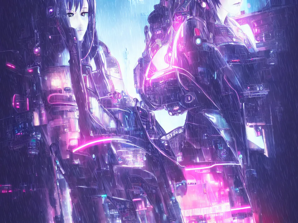 Prompt: portrait anime visual futuristic female cyber airforce, on cyberpunk neon light tokyo rainy rooftop, ssci - fi and fantasy, intricate and very beautiful, human structure, concept art, sharp focus, anime drwaing by rossdraws, frostine engine