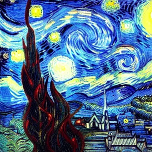 Image similar to the ocean by vincent van gogh, digital art, trending on artstation