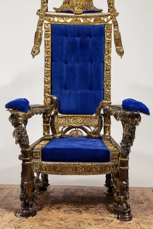 Image similar to a great throne chair made out of sapphire stone