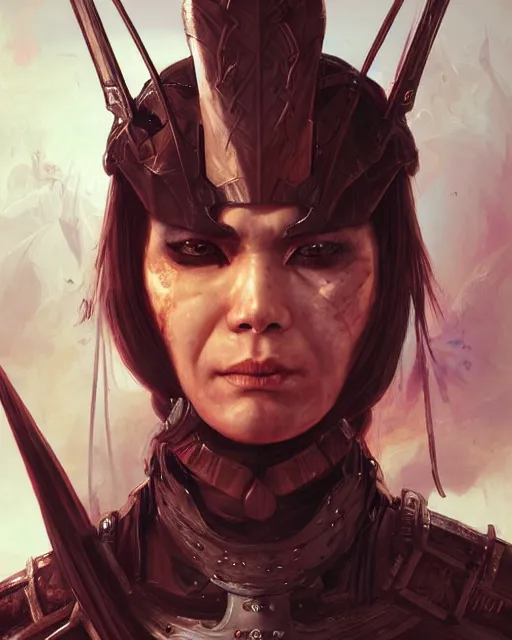 Image similar to a portrait of a strong female warrior by Ross Tran and Thomas Cole and Wayne Barlowe
