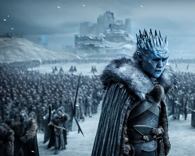 Image similar to justin sun as night king in game of thrones being swarmed by crimson - black bees, 4 k, epic, cinematic, focus, movie still, fantasy, extreme detail, atmospheric, dark colour, sharp focus