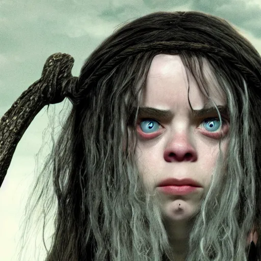 Image similar to billie eilish as an ugly troll in lord of the rings 4 k