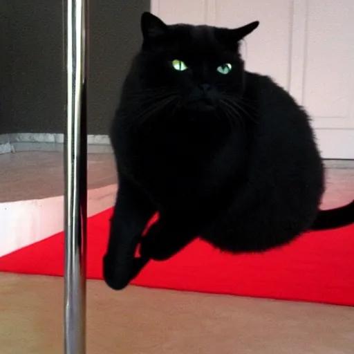 Image similar to chubby black cat doing pole dance