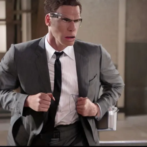 Image similar to Live Action Still of Jerma985 in Men in Black, real life, hyperrealistic, ultra realistic, realistic, highly detailed, epic, HD quality, 8k resolution, body and headshot, film still