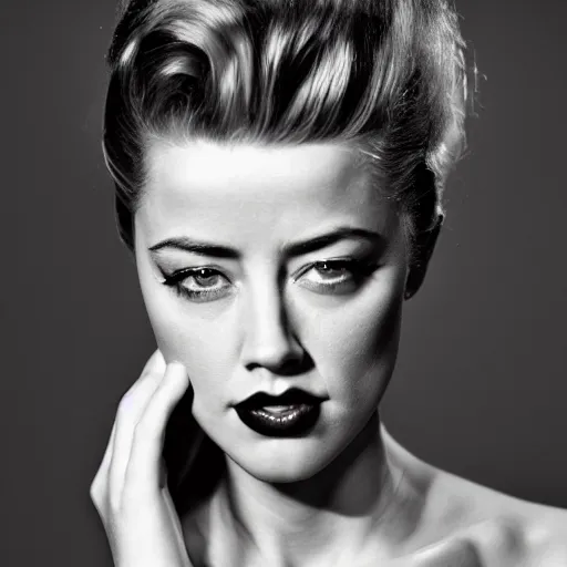 Prompt: portrait of amber heard by mario testino, 1 9 5 0 s hairstyle, headshot, ca. 1 9 5 0, detailed, award winning, sony a 7 r