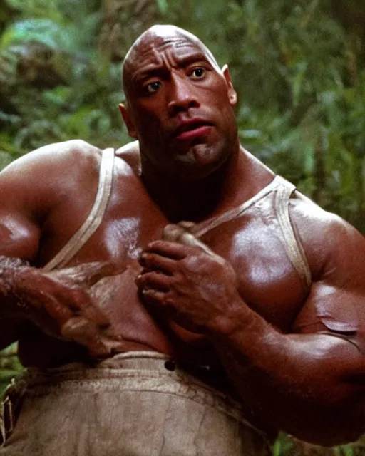 Image similar to film still close - up shot of dwayne johnson as john coffey petting a mouse in the movie the green mile. photographic, photography