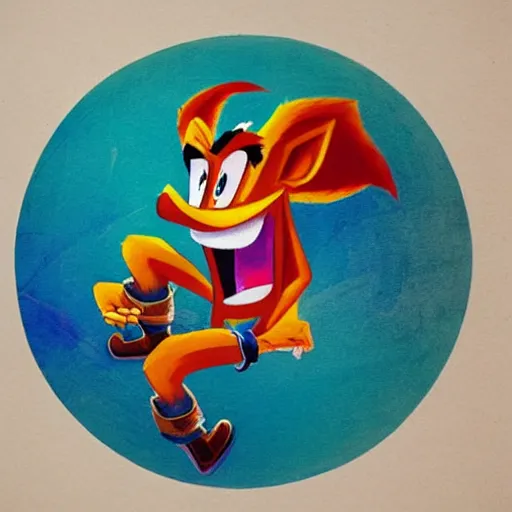 Prompt: crash bandicoot in the style of Ke Jiusi (柯九思), Chinese painter, calligrapher and poet, enhance colors